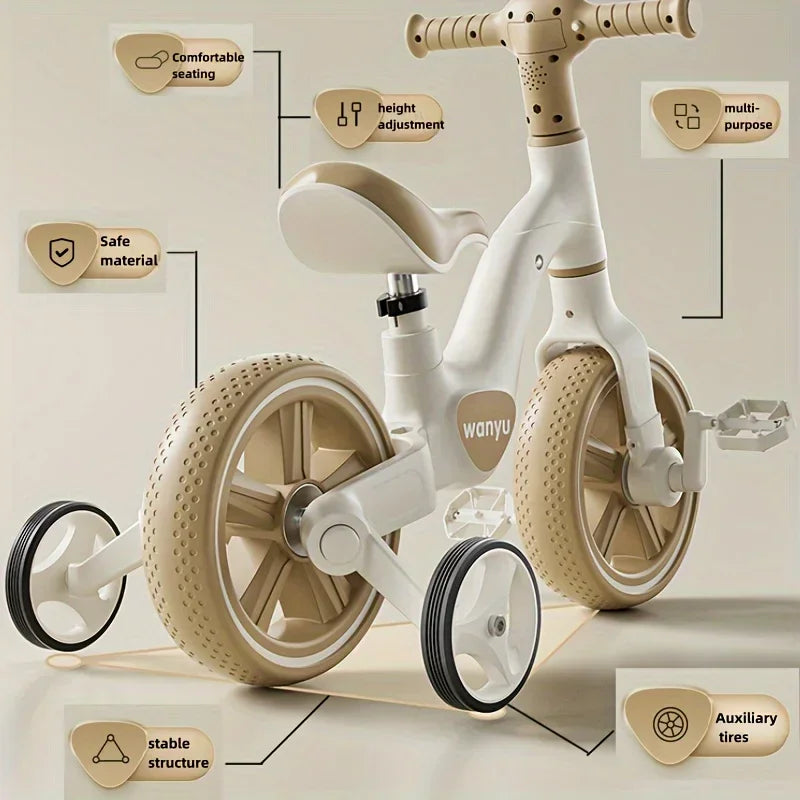Kids Balance Trike with Training Wheels (2-in-1)