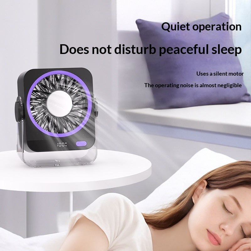 Rechargeable USB Desk Fan With Cooling Function 5 Speeds Quiet Portable Fan With Digital Display For Bedroom Office Travel